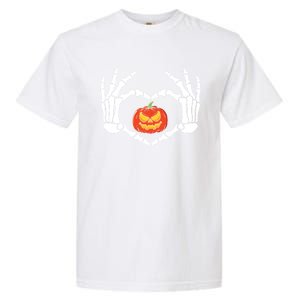 Skeleton Hands Heart Pumpkin Halloween And Gift Garment-Dyed Heavyweight T-Shirt