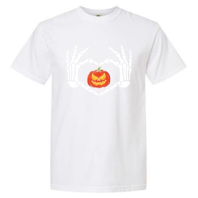 Skeleton Hands Heart Pumpkin Halloween And Gift Garment-Dyed Heavyweight T-Shirt