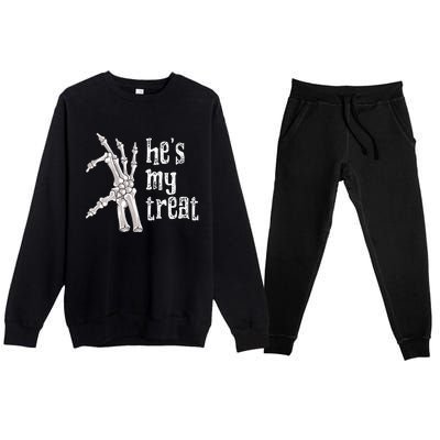 Skeleton Heart Halloween Matching Couples His And Hers Pjs Premium Crewneck Sweatsuit Set