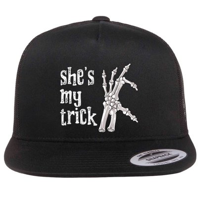 Skeleton Heart Halloween Matching Couples Flat Bill Trucker Hat