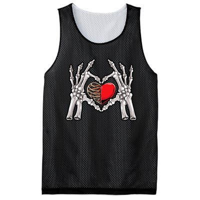 Skeleton Hand Heart Sign Bones Halloween Decoration Mesh Reversible Basketball Jersey Tank