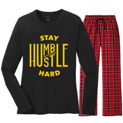 Stay Humble Hustle Hard Women's Long Sleeve Flannel Pajama Set 