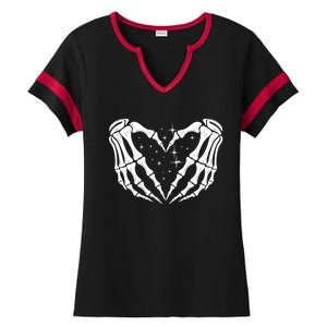 Skeleton Hands Heart Sign Retro Halloween Costume Wife Gift Ladies Halftime Notch Neck Tee