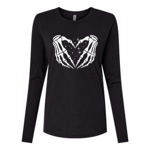 Skeleton Hands Heart Sign Retro Halloween Costume Wife Gift Womens Cotton Relaxed Long Sleeve T-Shirt