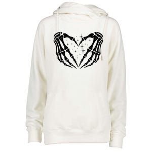 Skeleton Hands Heart Sign Retro Halloween Costume Wife Gift Womens Funnel Neck Pullover Hood