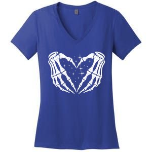 Skeleton Hands Heart Sign Retro Halloween Costume Wife Gift Women's V-Neck T-Shirt