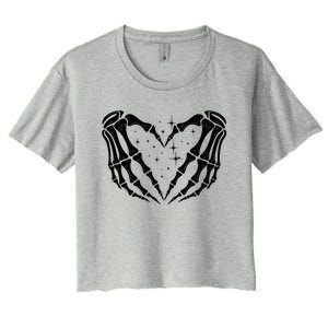 Skeleton Hands Heart Sign Retro Halloween Costume Wife Gift Women's Crop Top Tee