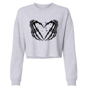 Skeleton Hands Heart Sign Retro Halloween Costume Wife Gift Cropped Pullover Crew