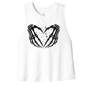 Skeleton Hands Heart Sign Retro Halloween Costume Wife Gift Women's Racerback Cropped Tank