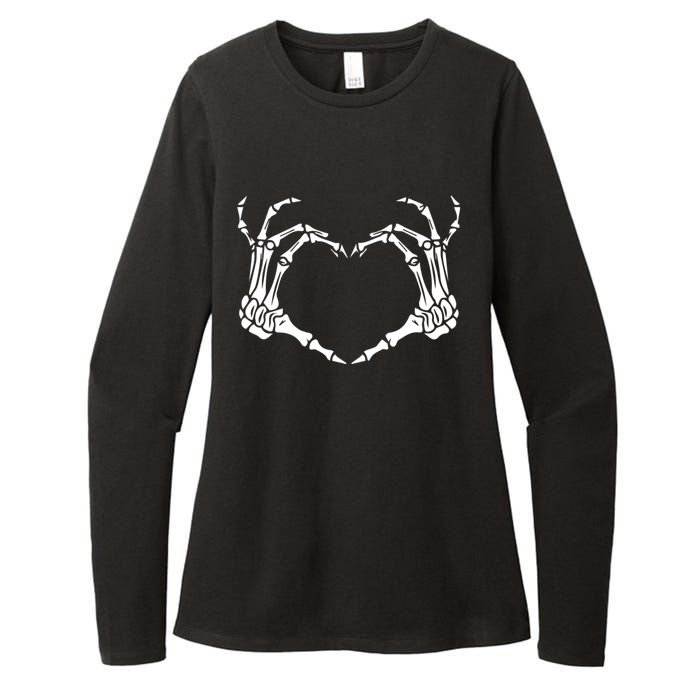 Skeleton Hand Heart Halloween Funny Bones Love Womens CVC Long Sleeve Shirt