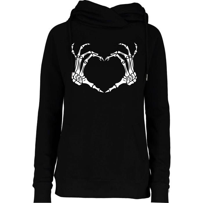 Skeleton Hand Heart Halloween Funny Bones Love Womens Funnel Neck Pullover Hood