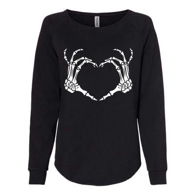 Skeleton Hand Heart Halloween Funny Bones Love Womens California Wash Sweatshirt