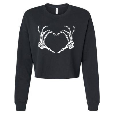 Skeleton Hand Heart Halloween Funny Bones Love Cropped Pullover Crew