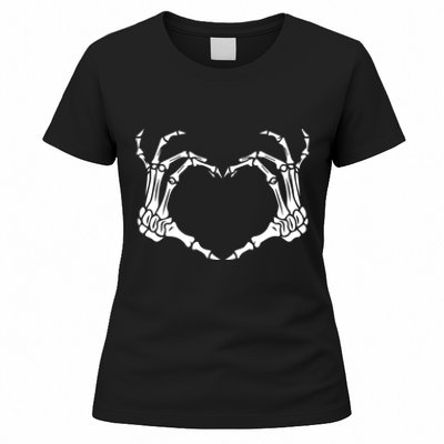 Skeleton Hand Heart Halloween Funny Bones Love Women's T-Shirt