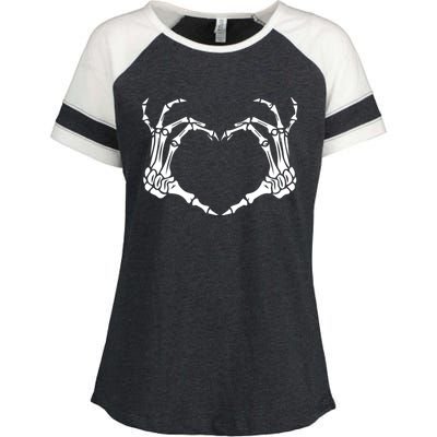 Skeleton Hand Heart Halloween Funny Bones Love Enza Ladies Jersey Colorblock Tee