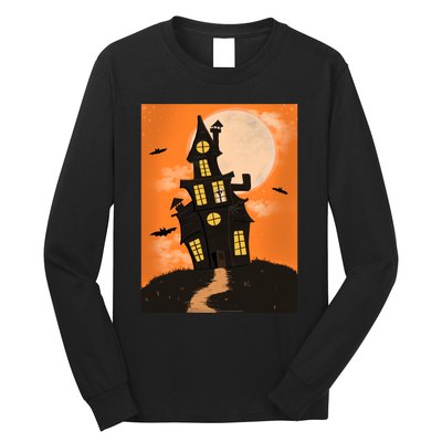 Spooky Halloween Haunted House Long Sleeve Shirt