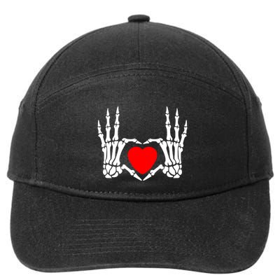 Skeleton Hand Heart Sign Bones Costume Funny Valentine Gift 7-Panel Snapback Hat