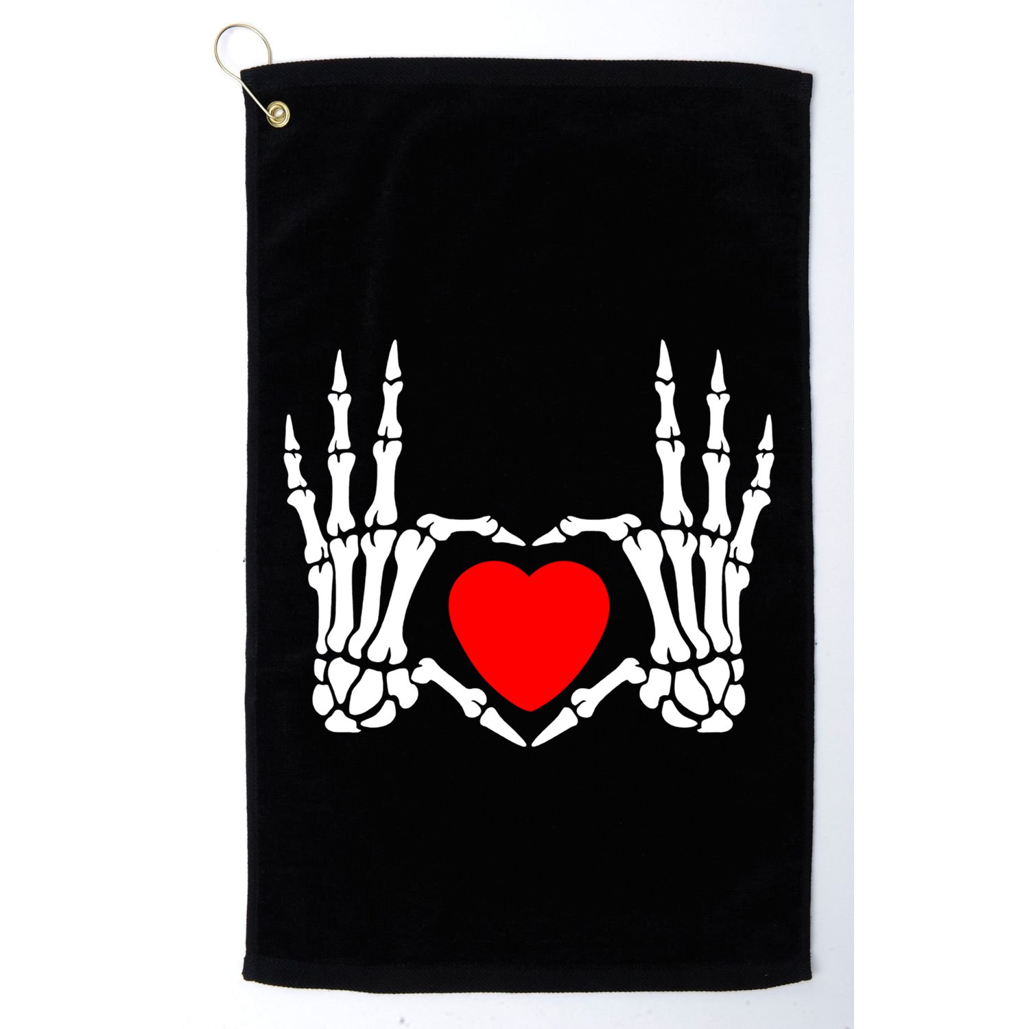 Skeleton Hand Heart Sign Bones Costume Funny Valentine Gift Golf Towel