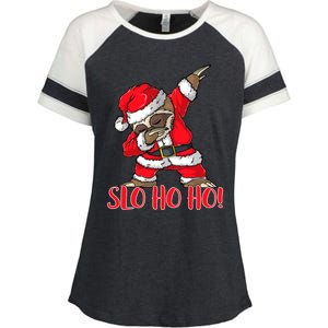 Slo Ho Ho Dabbing Santa Sloth Merry Slothmas Christmas Gift Enza Ladies Jersey Colorblock Tee