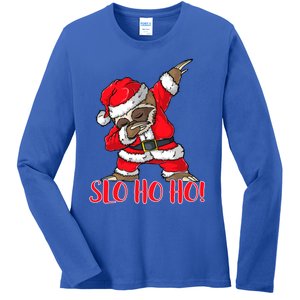 Slo Ho Ho Dabbing Santa Sloth Merry Slothmas Christmas Gift Ladies Long Sleeve Shirt