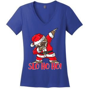 Slo Ho Ho Dabbing Santa Sloth Merry Slothmas Christmas Gift Women's V-Neck T-Shirt