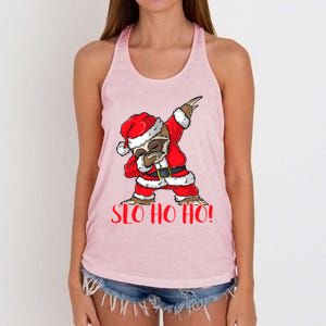 Slo Ho Ho Dabbing Santa Sloth Merry Slothmas Christmas Gift Women's Knotted Racerback Tank