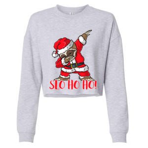 Slo Ho Ho Dabbing Santa Sloth Merry Slothmas Christmas Gift Cropped Pullover Crew