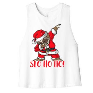 Slo Ho Ho Dabbing Santa Sloth Merry Slothmas Christmas Gift Women's Racerback Cropped Tank