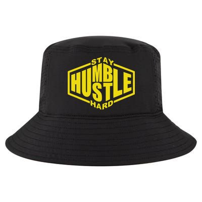 Stay Humble Hustle Hard Inspirational Bold Yellow Urban Vibe Cool Comfort Performance Bucket Hat