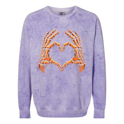 Skeleton Hands Heart Sign Retro Halloween Costume Meaningful Gift Colorblast Crewneck Sweatshirt