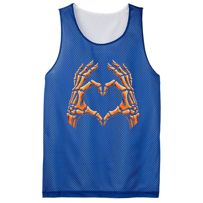 Skeleton Hands Heart Sign Retro Halloween Costume Meaningful Gift Mesh Reversible Basketball Jersey Tank