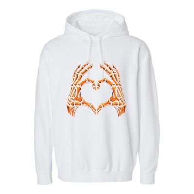 Skeleton Hands Heart Sign Retro Halloween Costume Meaningful Gift Garment-Dyed Fleece Hoodie