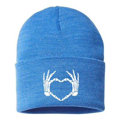 Skeleton Hands Heart Sign Retro Halloween Costume Gift Sustainable Knit Beanie