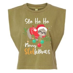 Slo Ho Ho Merry Slothmas Cute Sloth Christmas Gift Garment-Dyed Women's Muscle Tee