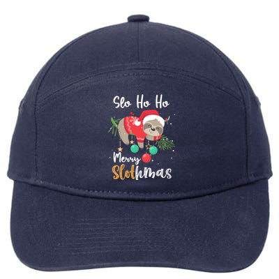 Slo Ho Ho Merry Slothmas Cute Sloth Christmas Gift 7-Panel Snapback Hat