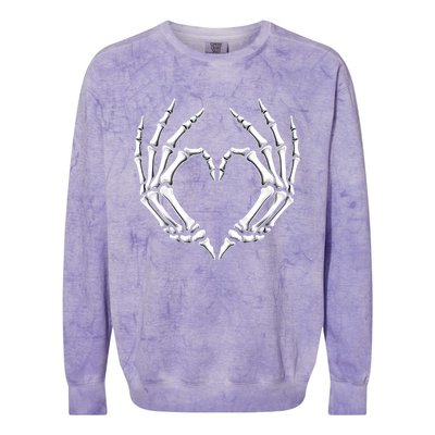 Skeleton Hands Heart Sign Retro Halloween Costume Gift Colorblast Crewneck Sweatshirt