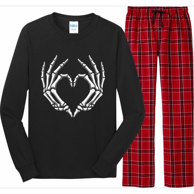 Skeleton Hands Heart Sign Retro Halloween Costume Gift Long Sleeve Pajama Set