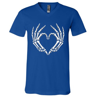 Skeleton Hands Heart Sign Retro Halloween Costume Gift V-Neck T-Shirt