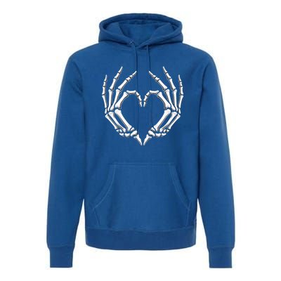 Skeleton Hands Heart Sign Retro Halloween Costume Gift Premium Hoodie