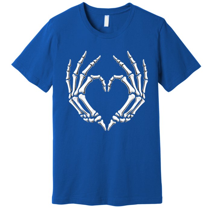 Skeleton Hands Heart Sign Retro Halloween Costume Gift Premium T-Shirt