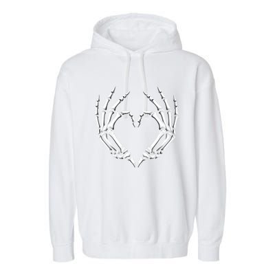 Skeleton Hands Heart Sign Retro Halloween Costume Gift Garment-Dyed Fleece Hoodie