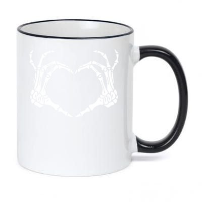 Skeleton Hand Heart Sign Bones Costume Halloween Party Gift 11oz Black Color Changing Mug