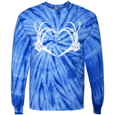 Skeleton Hand Heart Sign Bones Costume Halloween Party Gift Tie-Dye Long Sleeve Shirt