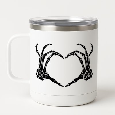 Skeleton Hand Heart Sign Bones Costume Halloween Party Gift 12 oz Stainless Steel Tumbler Cup