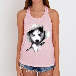 Siberian Husky Husky Dog Husky Lover Women's Knotted Racerback Tank