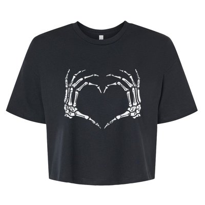 Skeleton Hands Heart Sign Retro Halloween Bella+Canvas Jersey Crop Tee