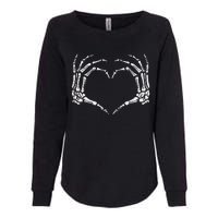 Skeleton Hands Heart Sign Retro Halloween Womens California Wash Sweatshirt