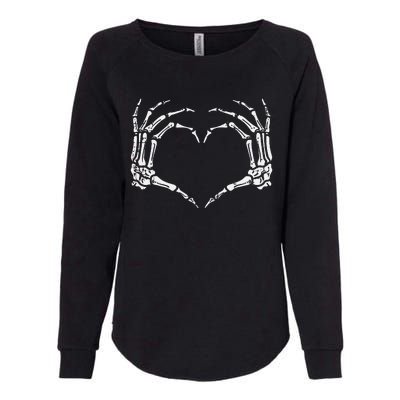 Skeleton Hands Heart Sign Retro Halloween Womens California Wash Sweatshirt