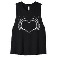 Skeleton Hands Heart Sign Retro Halloween Women's Racerback Cropped Tank