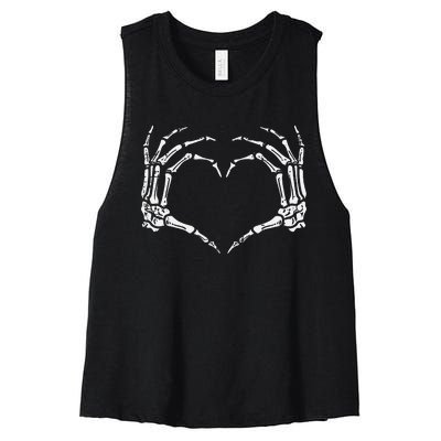 Skeleton Hands Heart Sign Retro Halloween Women's Racerback Cropped Tank